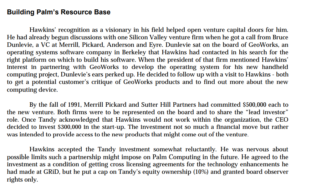 Questions : Why did Palm computing's first