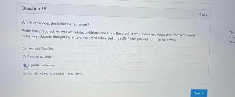 Please answer aLL Question 15 4 pts Which error