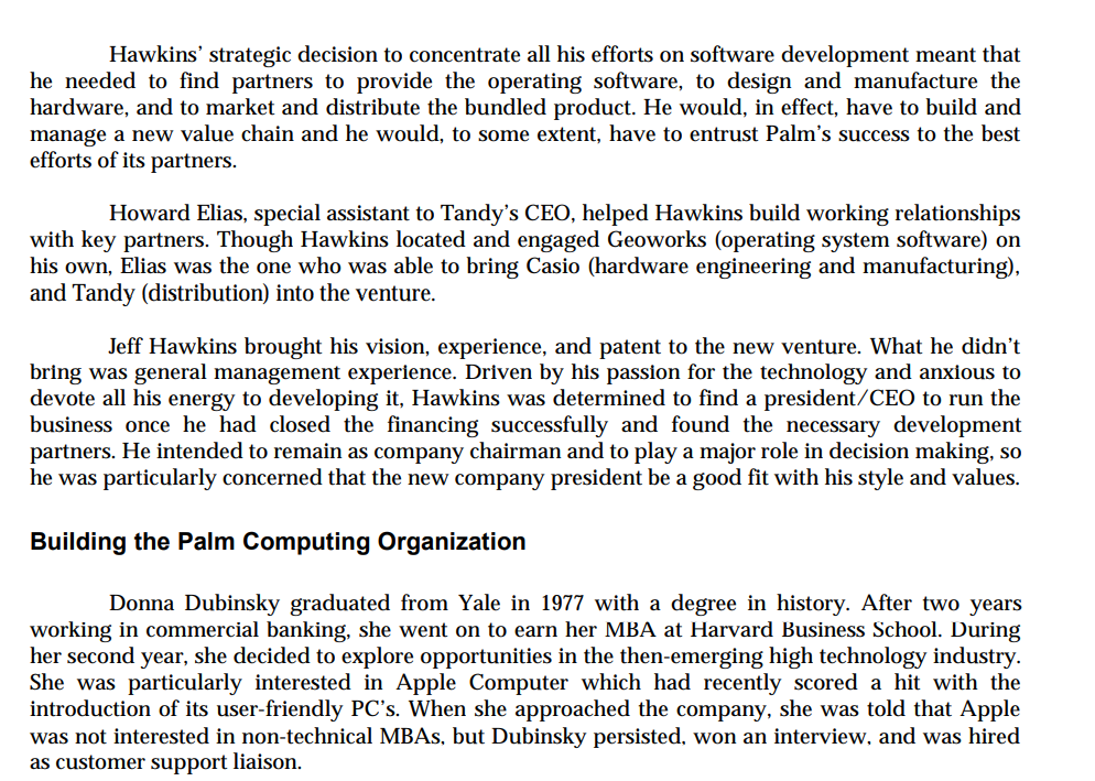 Questions : Why did Palm computing's first