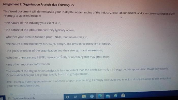 read the case below and make organization