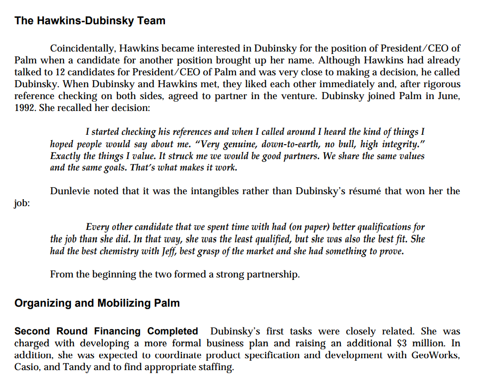 Questions : Why did Palm computing's first