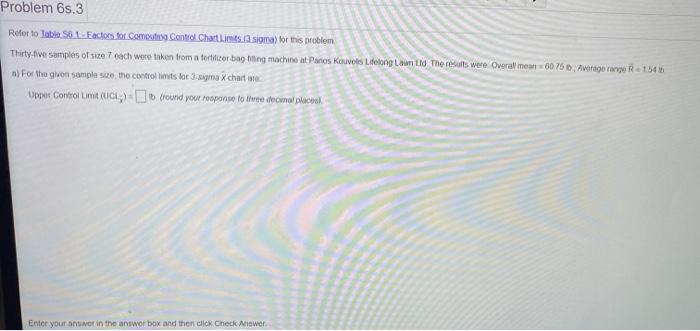 Problem 6s.3 Refer to Tablo S 1-Factors for