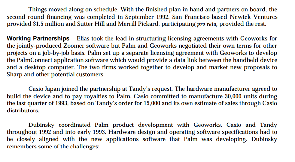 Questions : Why did Palm computing's first