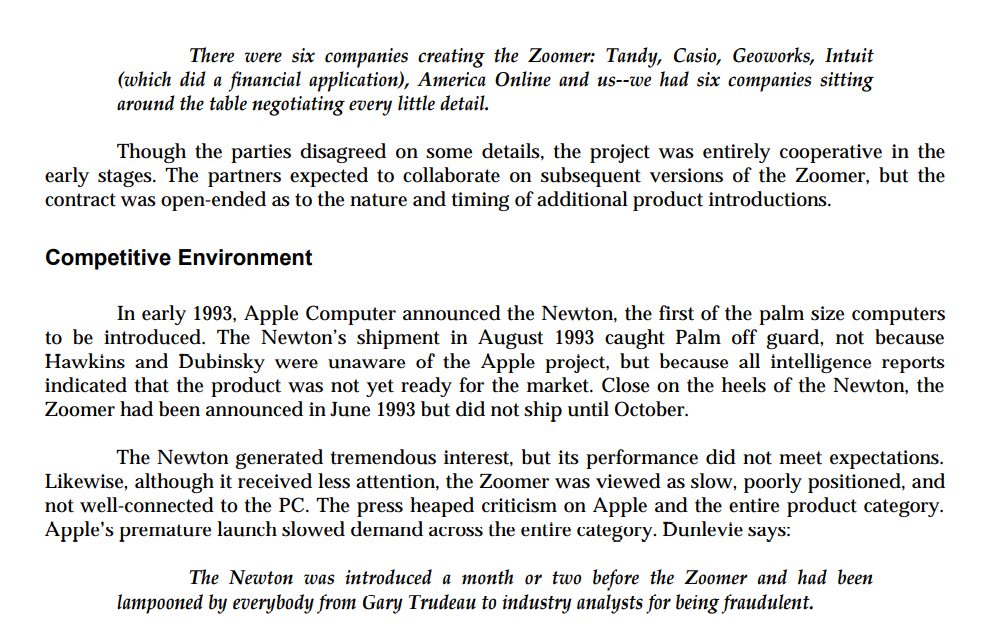Questions : Why did Palm computing's first