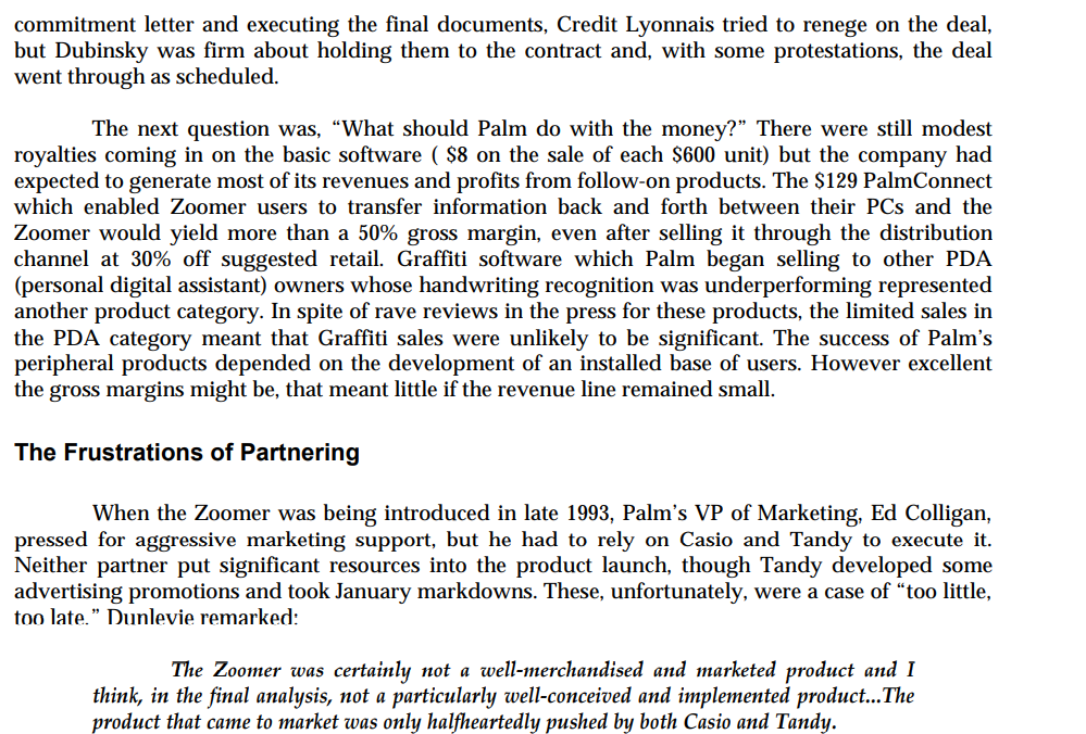 Questions : Why did Palm computing's first
