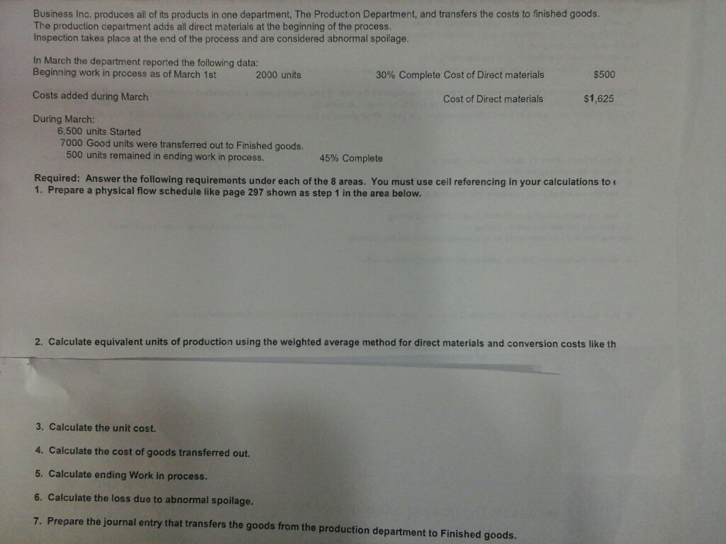 Conversion Cost DM for beginning work in process