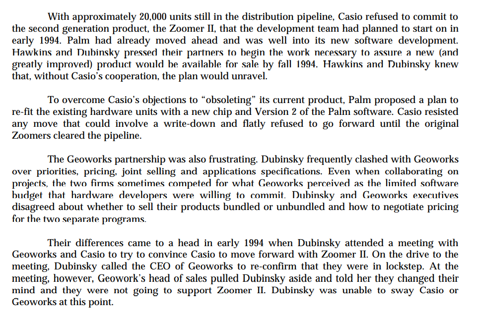 Questions : Why did Palm computing's first