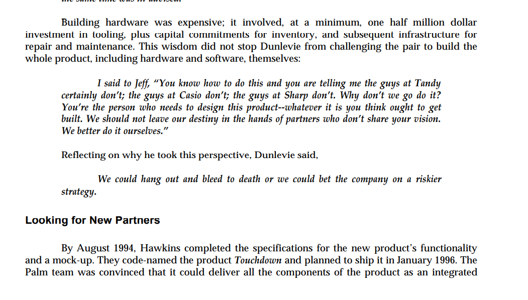 Questions : Why did Palm computing's first