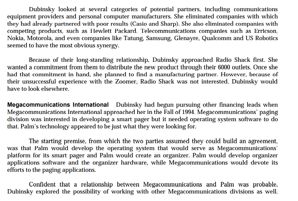 Questions : Why did Palm computing's first