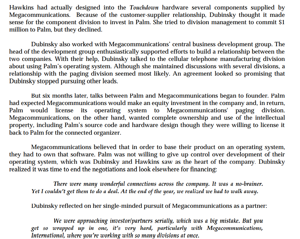 Questions : Why did Palm computing's first