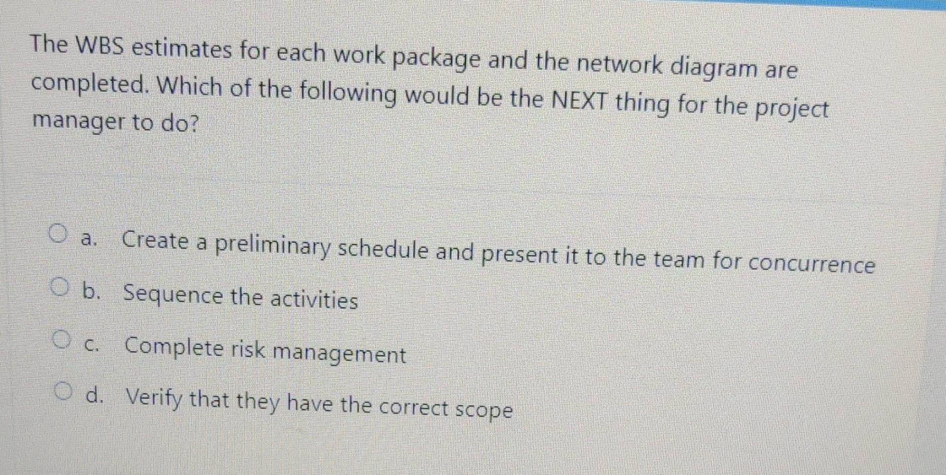 Given the following information, draw a project