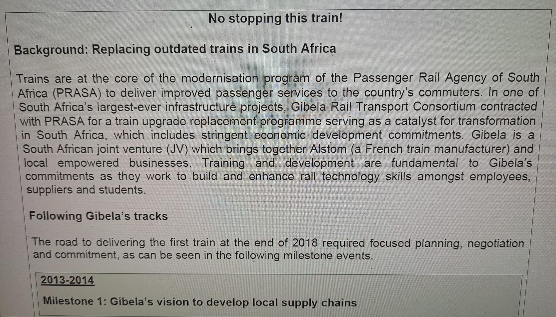 No stopping this train! Background: Replacing