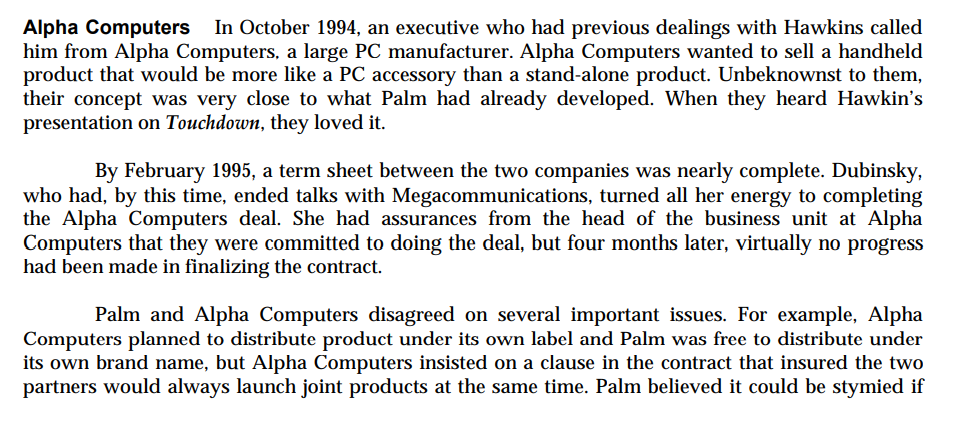 Questions : Why did Palm computing's first