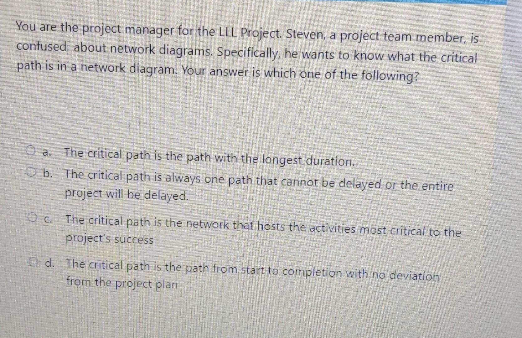 Given the following information, draw a project