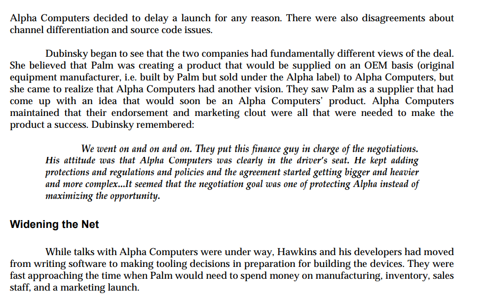 Questions : Why did Palm computing's first