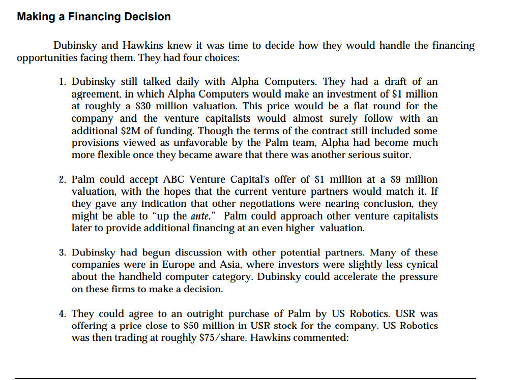 Questions : Why did Palm computing's first