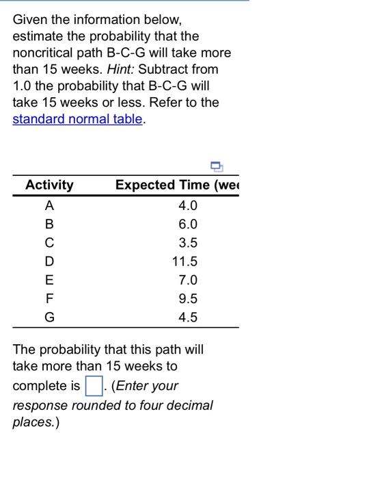Given the information below, estimate the