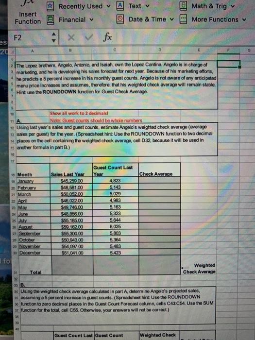 A Text Math & Trig Insert Function Recently Used