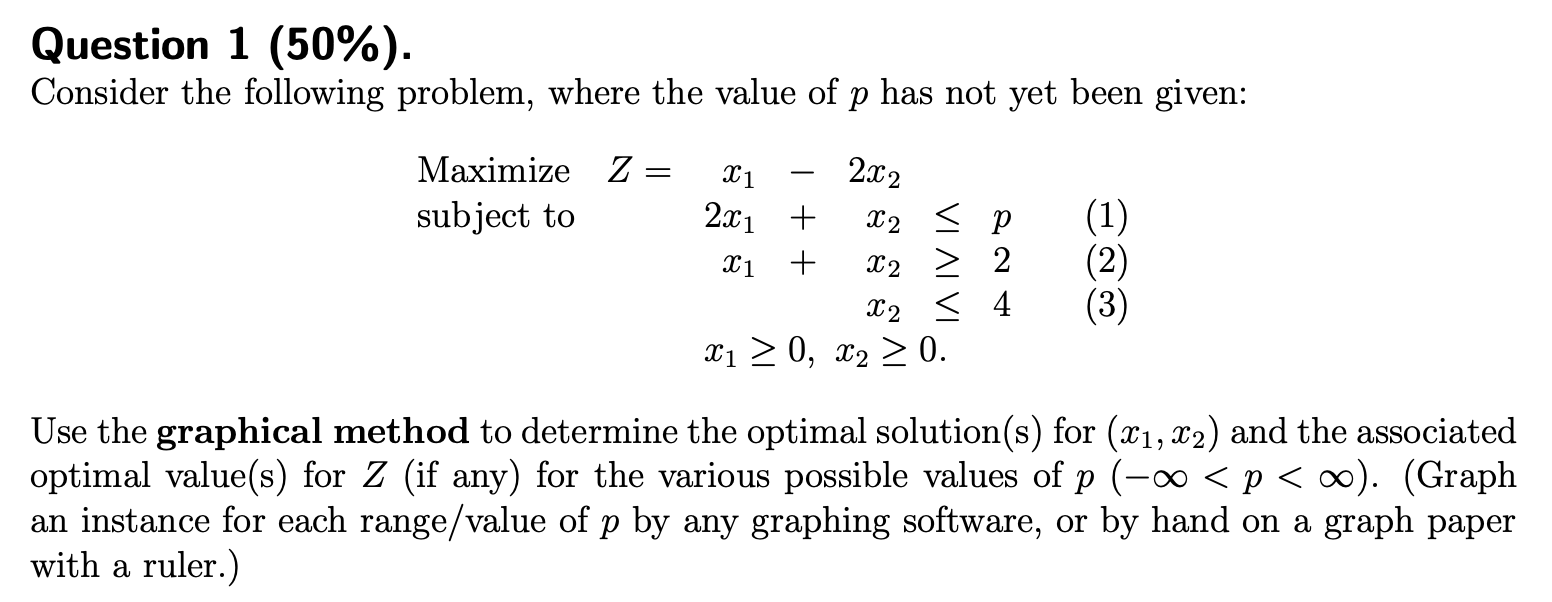 Question 1 (50%). Consider the following problem,