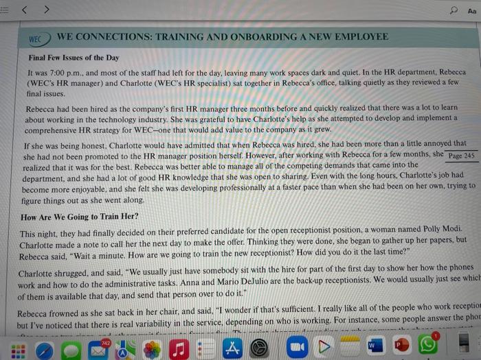 o Aa WEC WE CONNECTIONS: TRAINING AND ONBOARDING