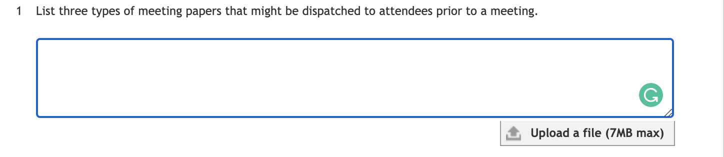 1 List three types of meeting papers that might