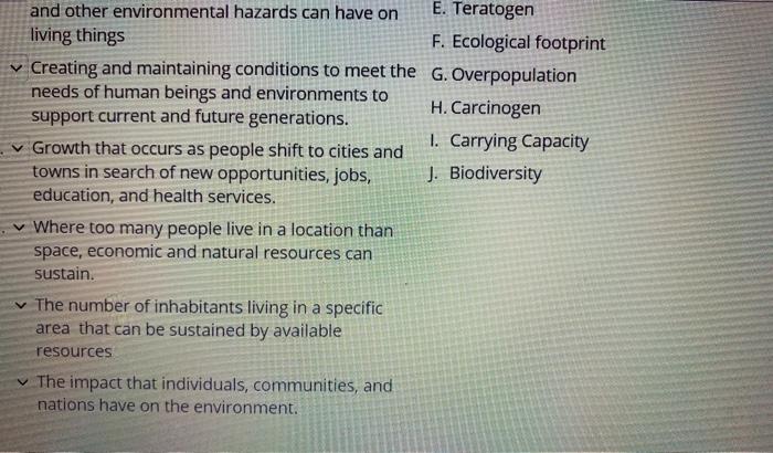 ch the descriptions with the appropriate terms.