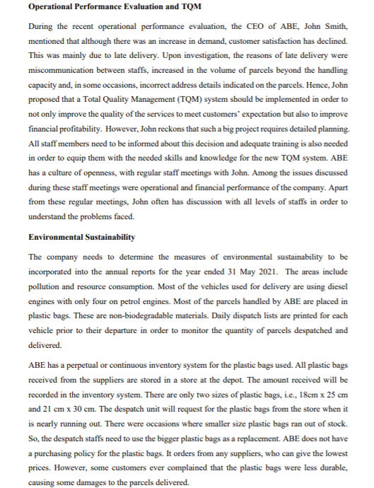 Case Study One: Air Bond Express (ABE) Ltd ABE is