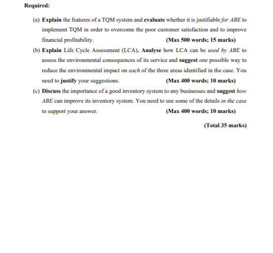 Case Study One: Air Bond Express (ABE) Ltd ABE is
