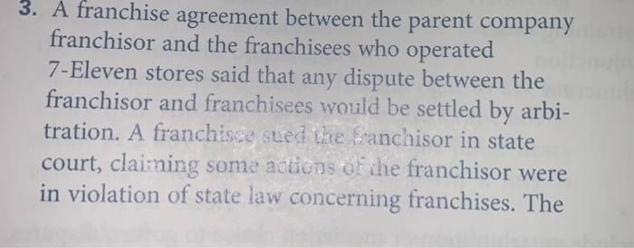 what is the IRAC solution to this? 3. A franchise