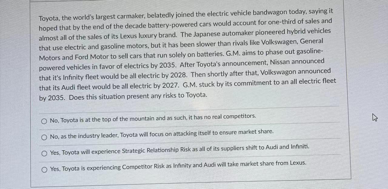 Toyota, the world's largest carmaker, belatedly