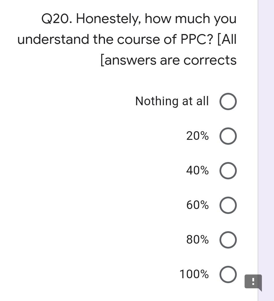 Q20. Honestely, how much you understand the