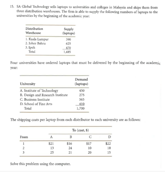 Please use the Excel. 15. SA Global Technology