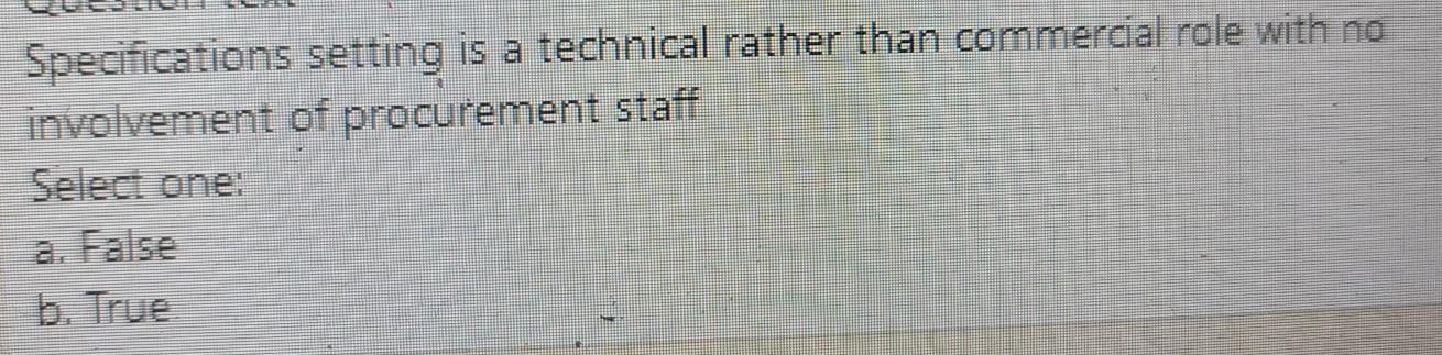 Specifications setting is a technical rather than