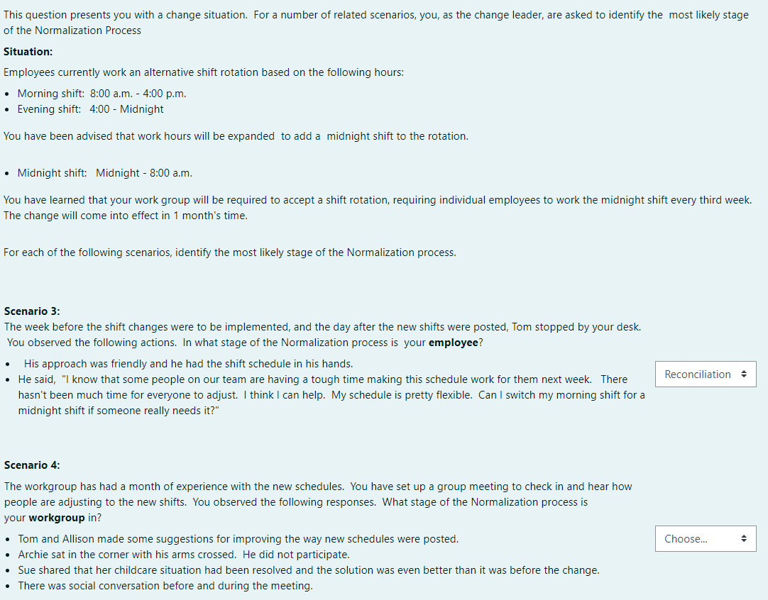 This question presents you with a change