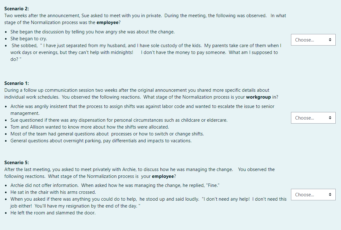 This question presents you with a change