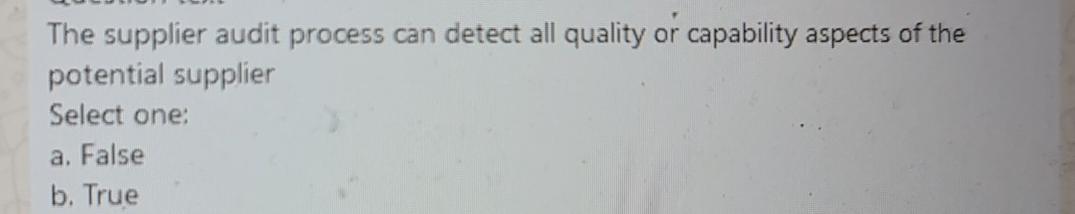 The supplier audit process can detect all quality