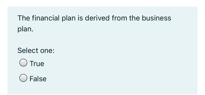 The financial plan is derived from the business