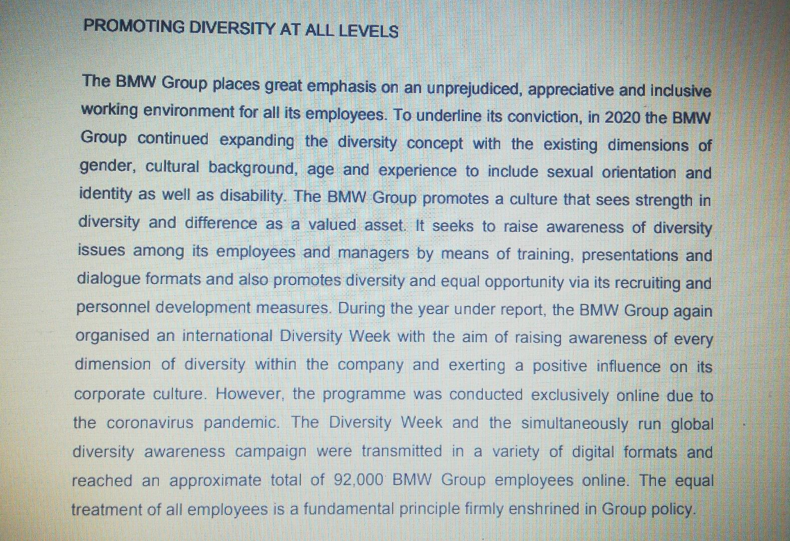 QUESTION FOUR [15] "The Diversity Week and the