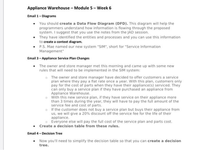 Appliance Warehouse - Module 5 - Week 6 Email 1 -