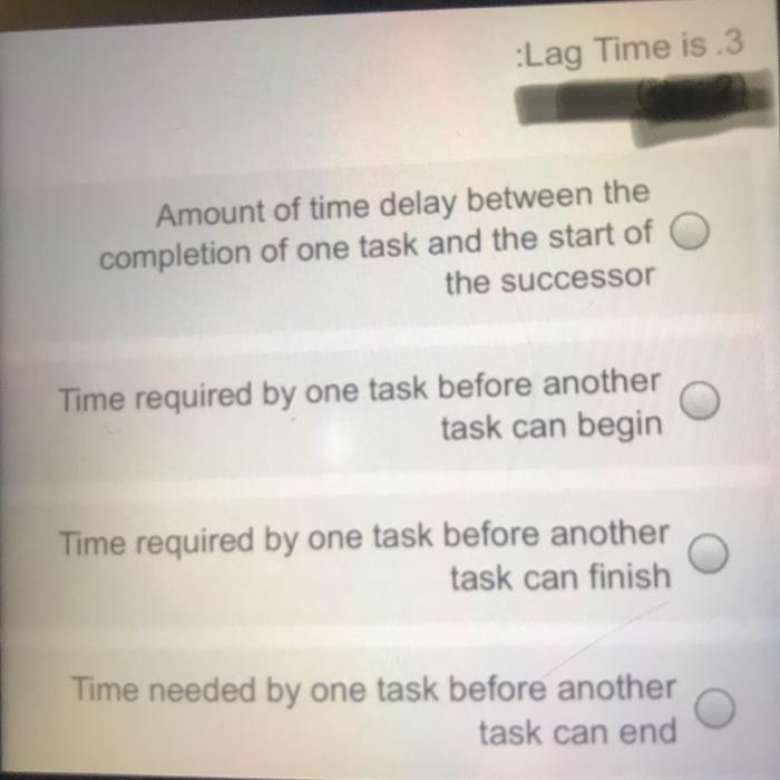 Lag Time is.3 Amount of time delay between the