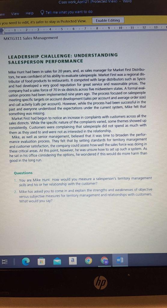 Class work Apr 21 Protected View) - Word View