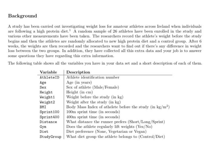 Hypothesis Testing Background A study has been