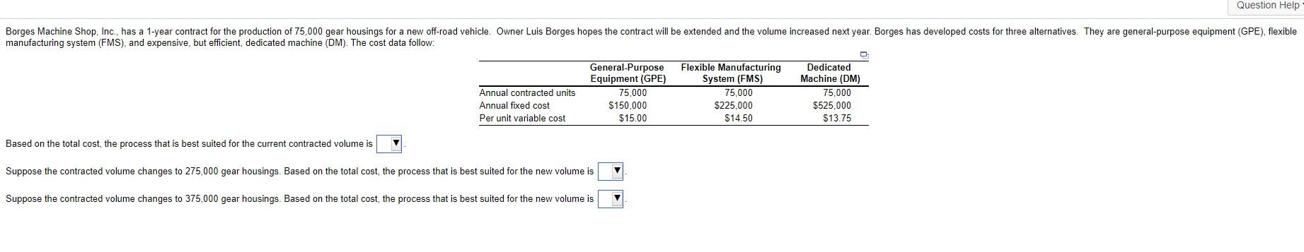 Question Help Borges Machine Shop, Inc., has a