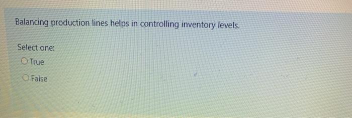 Balancing production lines helps in controlling