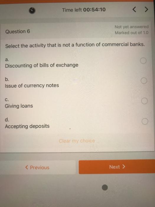 Back rm Examinations Time left 00:54:57 Question