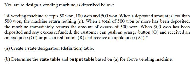 You are to design a vending machine as described