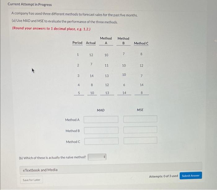 Current Attempt in Progress A company has used