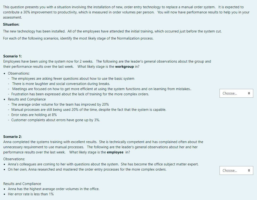 This question presents you with a situation