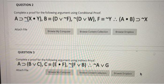 QUESTION 2 Complete a proof for the following