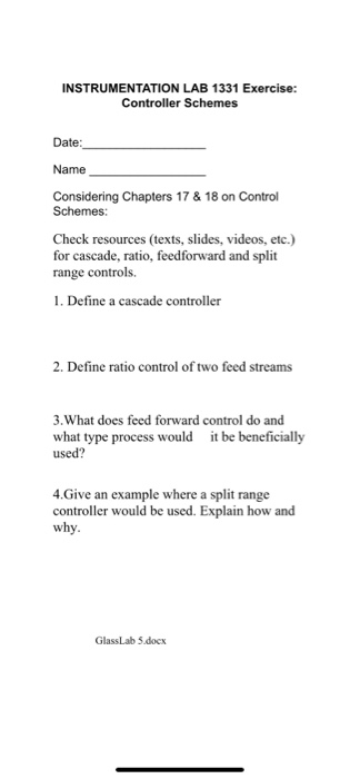 INSTRUMENTATION LAB 1331 Exercise: Controller